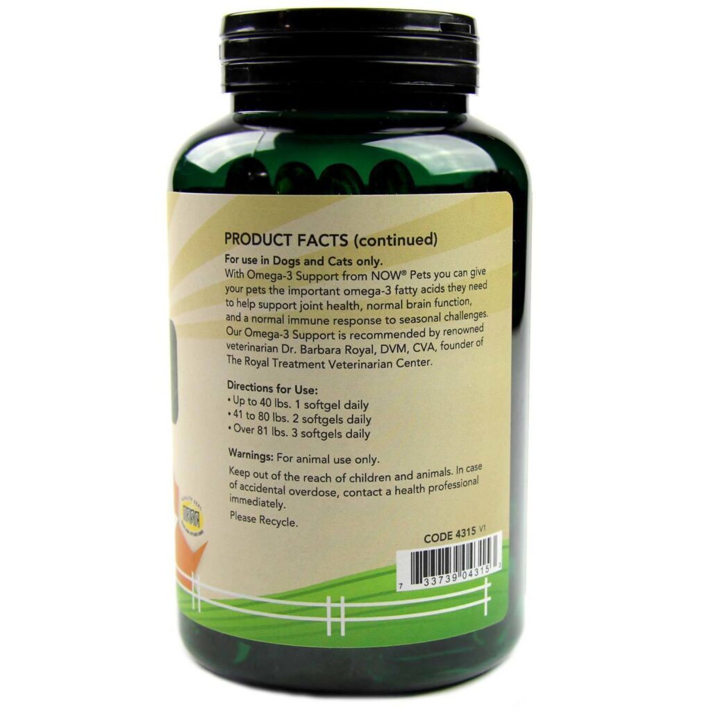 Now Foods Suporte Ómega-3 para Cães e Gatos - 180 Cápsulas em Gel - Imagem 2