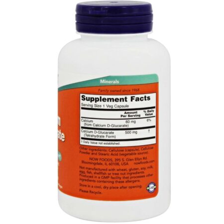 Now Foods, Cálcio D-Glucarato 500 Mg - 90 Cápsulas Vegetarianas - Image 2