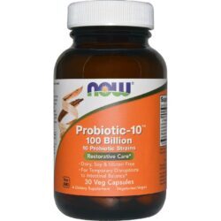 Now Foods Probiotic-10 100 Bilhões: Saúde Intestinal Completa com 30 Cápsulas Vegetarianas