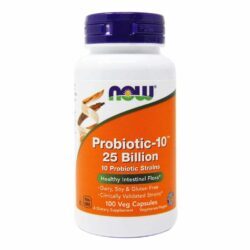 Now Foods Probiotic-10: 25 Bilhões de UFC - 100 Cápsulas Vegetarianas para a Saúde Intestinal