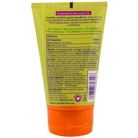 Kiss My Face Organics, Protetor Solar Mineral para o Rosto e Corpo FPS 30 - 3.4 fl oz (100 mL) - Image 2