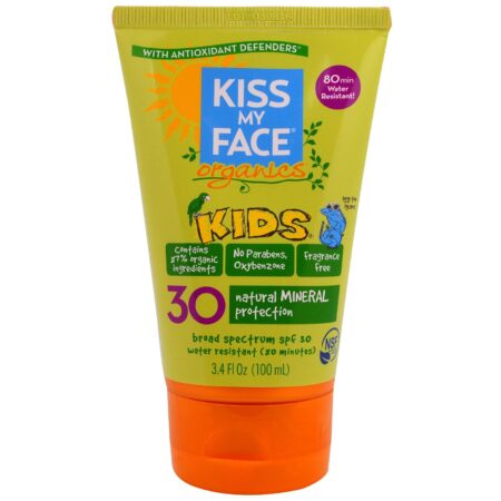 Kiss My Face, Protetor Solar Mineral Orgânico Kids Face & Corpo, FPS 30 - 100 ml