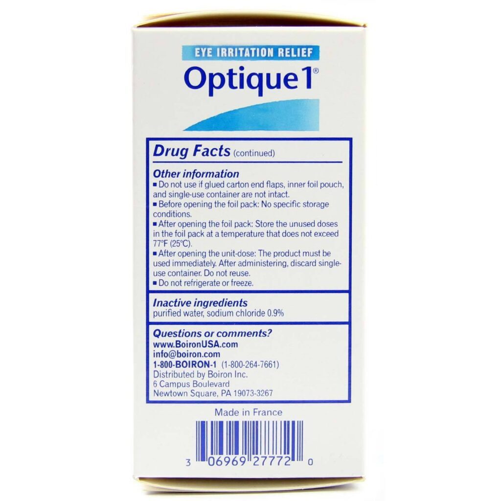 Boiron Optique 1 Alívio Irritação Ocular 30 Doses - Cuidado Ocular Avançado - Imagem 3