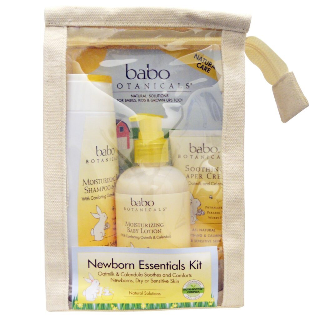 Babo Botanicals Newborn Essentials Set: Kit 3 Peças com Calêndula e Oatmilk para Bebês