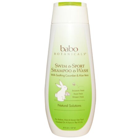 Babo Botanicals Bebê Xampu and Wash, Pepino - Swim and Sport - 8 oz