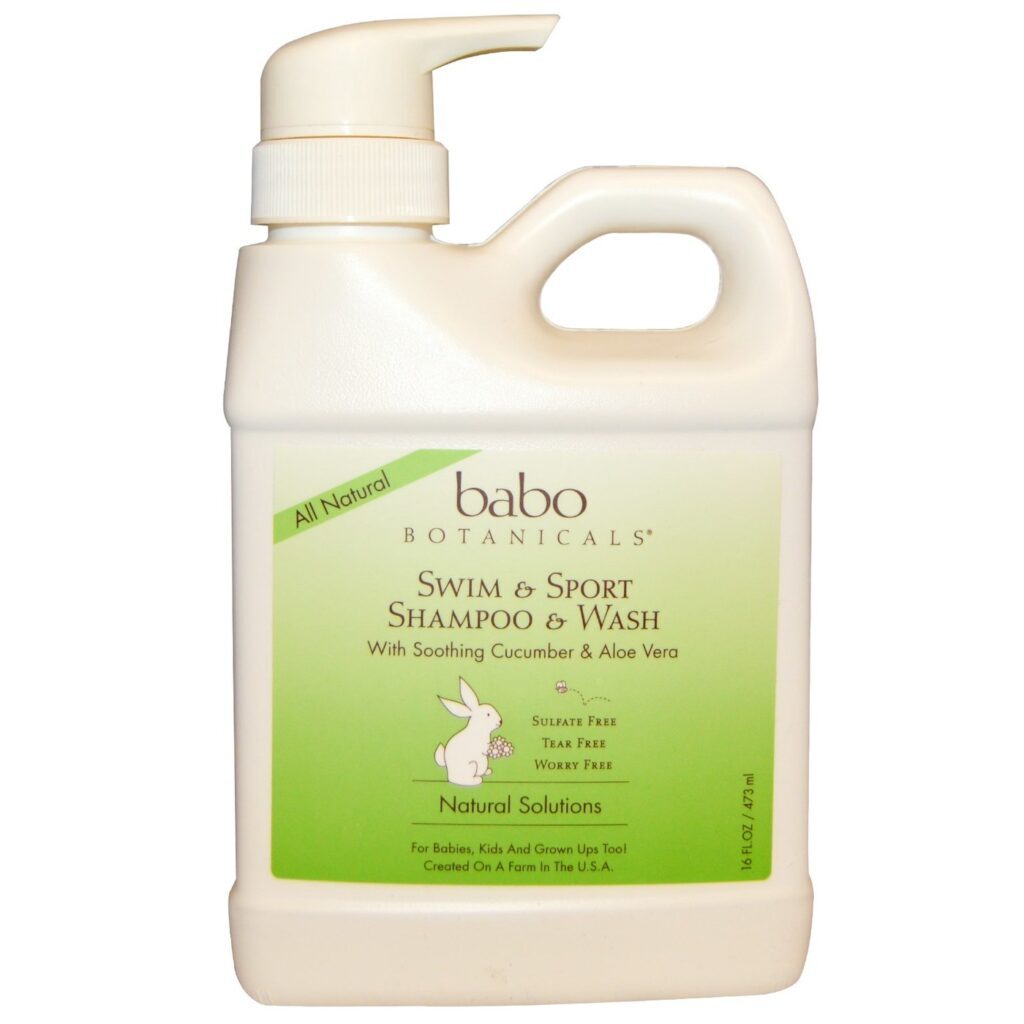 Babo Botanicals Bebê Xampu e Lavagem Corporal, Pepino - Swim and Sport - 473 ml (16 oz)