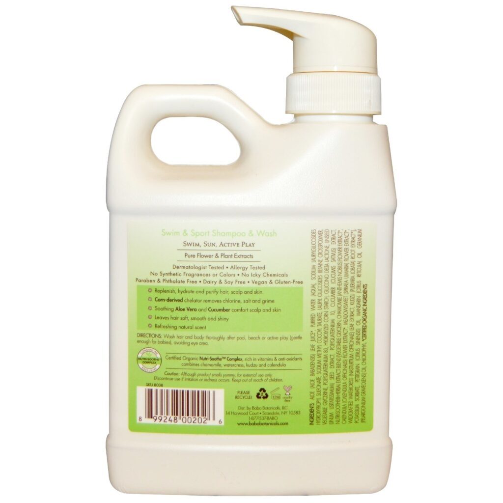 Babo Botanicals Bebê Xampu e Lavagem Corporal, Pepino - Swim and Sport - 473 ml (16 oz) - Imagem 2