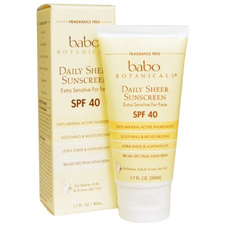 Babo Botanicals, Protetor Solar Facial Diário, FPS 40 - 50 ml