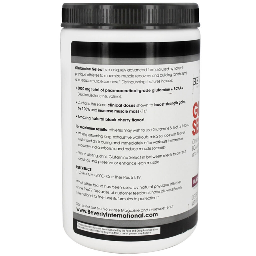 Beverly International Glutamina Select, Cereja Preta - 553g (19.5 oz) - Imagem 3