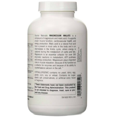 Source Naturals Malato de magnésio 625 mg 200 Cápsulas - Image 2