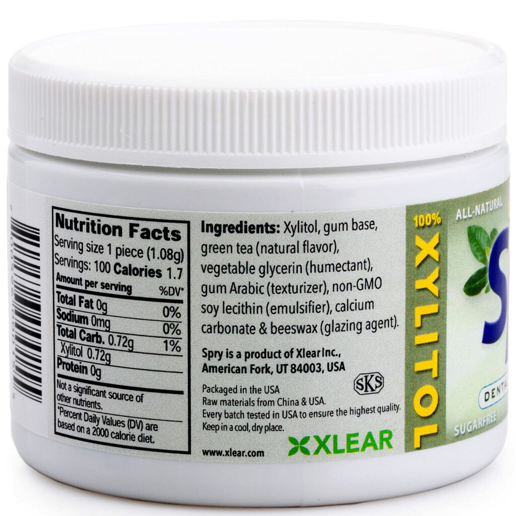Xlear Spry® Goma de Mascar Chá Verde 100 Unidades - Refrescância e Bem-Estar Bucal - Imagem 2