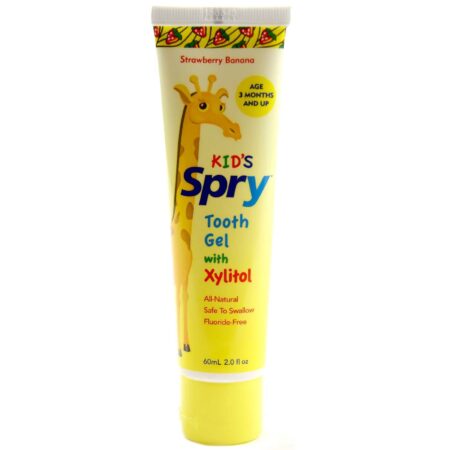 Xlear, Gel Dental Infantil Spry - Sabor Banana e Morango - 2 fl oz (60mL)