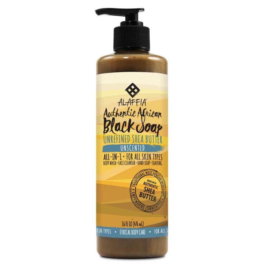 Alaffia Sabonete Preto Autêntico Sem Aroma - 476mL (16 oz) - Limpeza Profunda e Natural