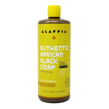 Alaffia, Sabonete Preto Autêntico - Amêndoa de Baunilha - 32 oz (950mL)