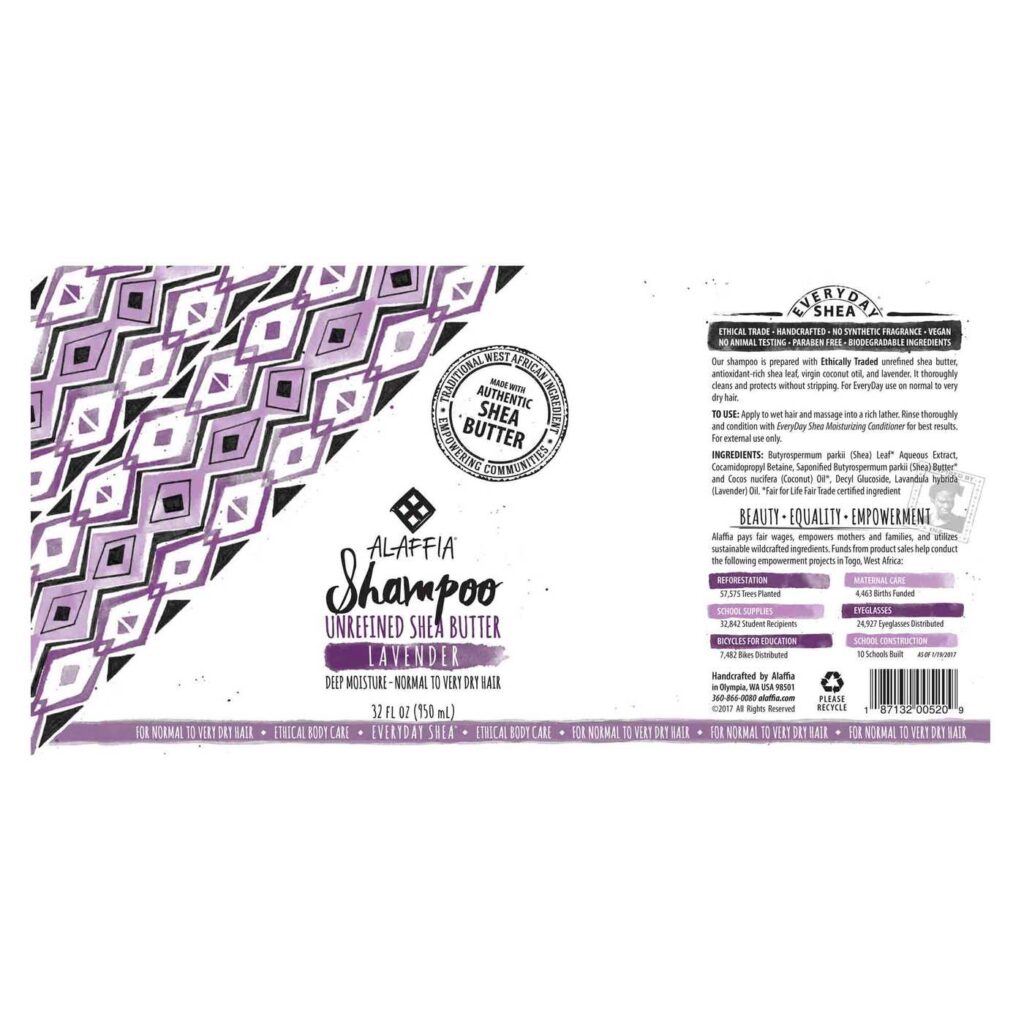 Alaffia Everyday Shea Shampoo Lavanda 946ml - Limpeza Suave e Nutrição Capilar - Imagem 2
