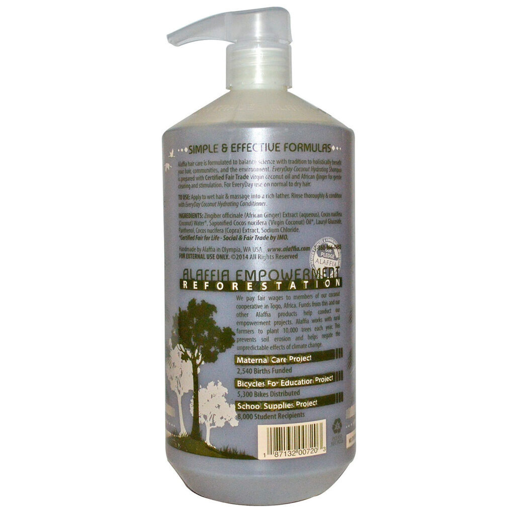 Alaffia, Shampoo Diário de Coco - 950ml (32 oz) - Limpeza Profunda e Nutrição Capilar - Imagem 2