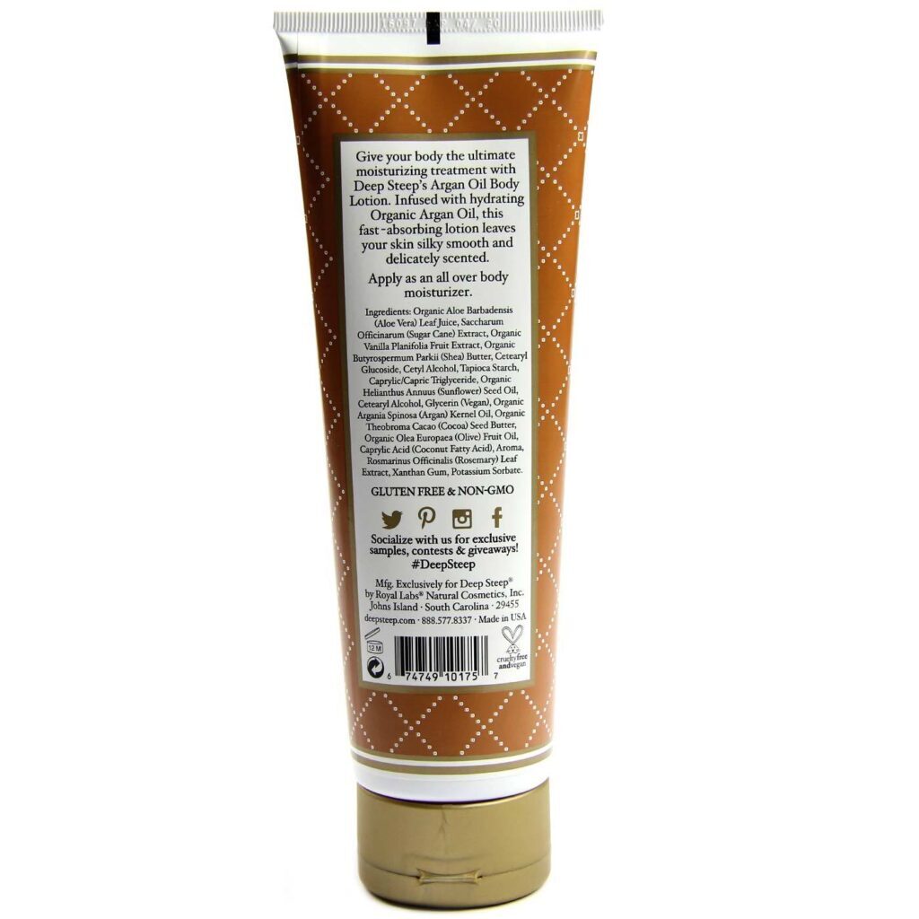Deep Steep Loção Corporal Óleo de Argan, Baunilha e Açúcar Mascavo - 236ml (8 fl oz) - Imagem 2