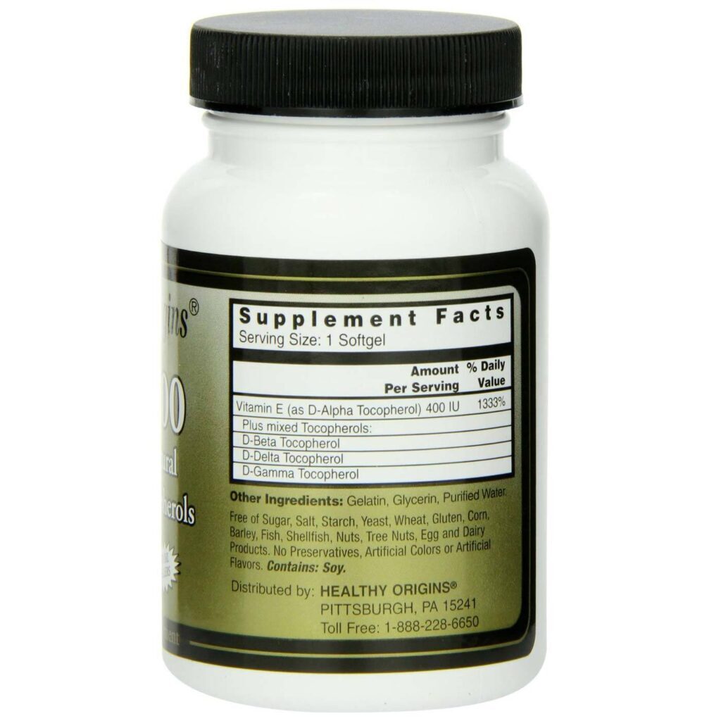 Healthy Origins Vitamina E 400 IU Tocoferóis Mistos 90 Cápsulas Gel - Imagem 2