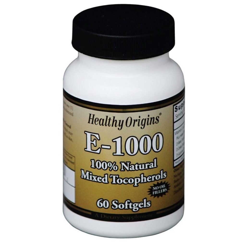 Vitamina E Tocoferóis Mistos 1.000 UI Healthy Origins 60 Cápsulas Gel