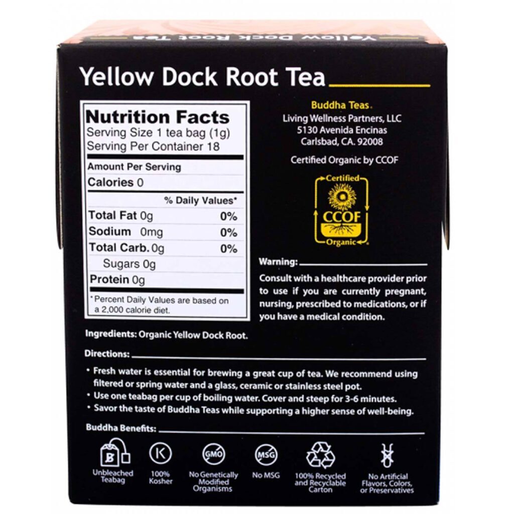 Buddha Teas Raiz de Yellow Dock (Bardana) - Chá de Ervas 18 Sachês - Imagem 2