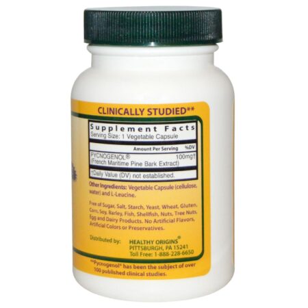 Healthy Origins, Pycnogenol 100mg - 60 Cápsulas Vegetarianas - Image 2