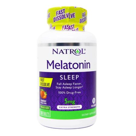 Natrol Melatonina, morango - 5 mg - 150 Tabletes de dissolução rápida