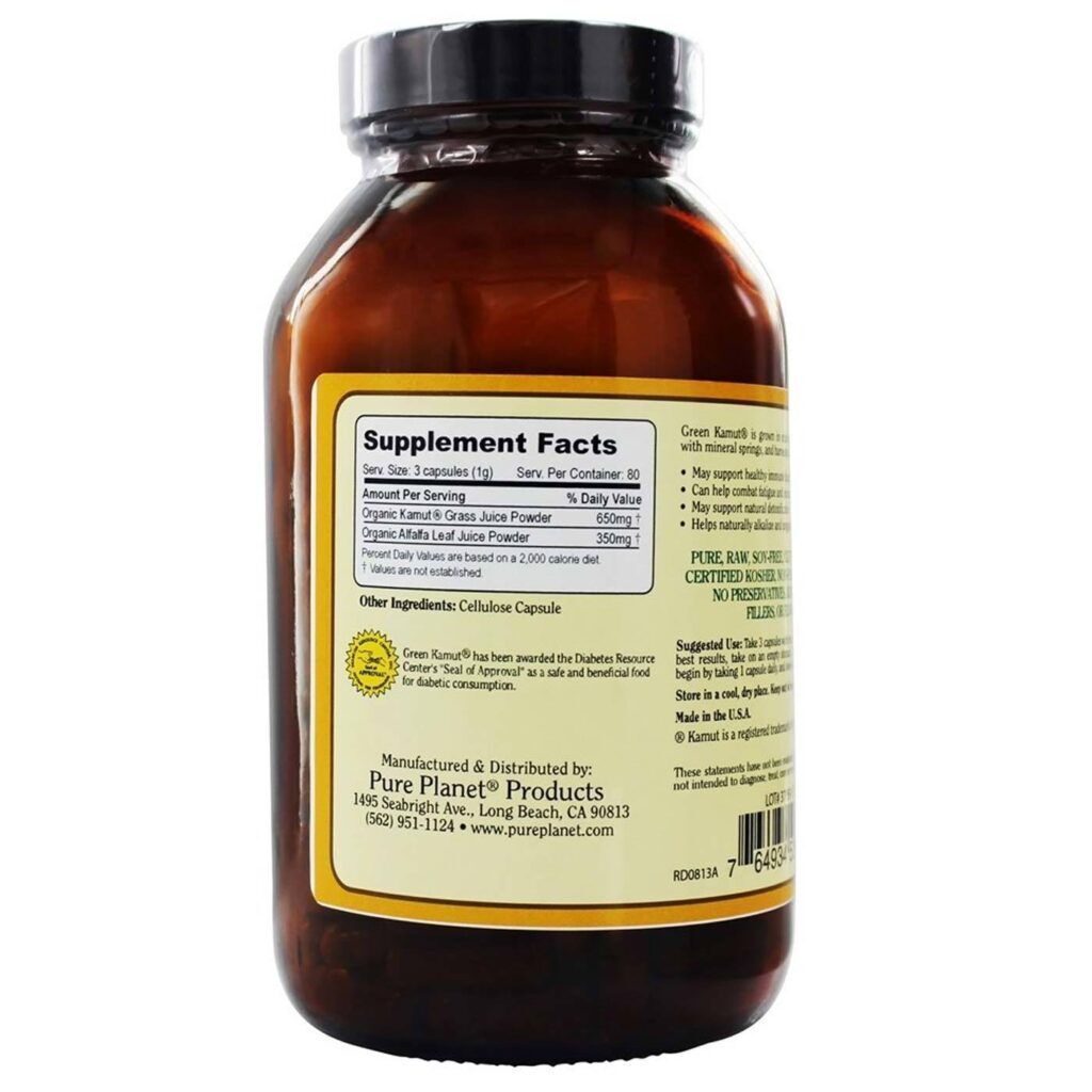 Pure Planet Kamut Orgânico Verde 240 Cápsulas Vegetarianas - Vitalidade Natural - Imagem 2
