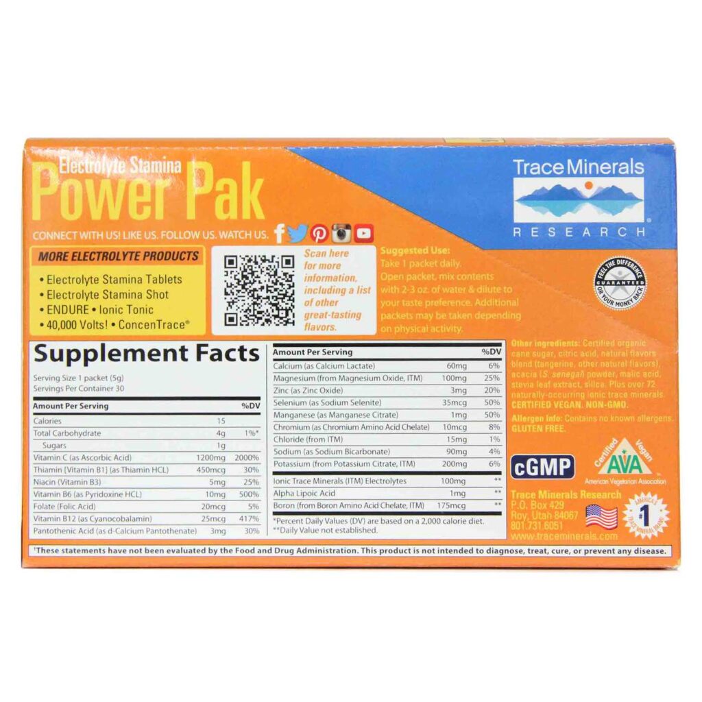 Trace Minerals Research Electrolyte Stamina Power Pak, Tangerina - 30 Sachês: Hidratação e Energia Superior - Imagem 4