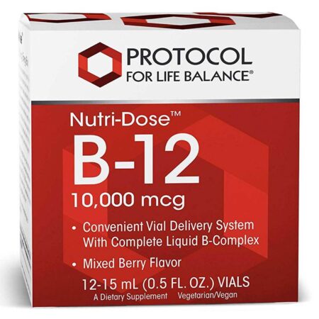 Protocol for Life Balance Nutri-Dose B-12 - Baga Mista - 10.000 mcg - 12 Frascos - 15 ml cada