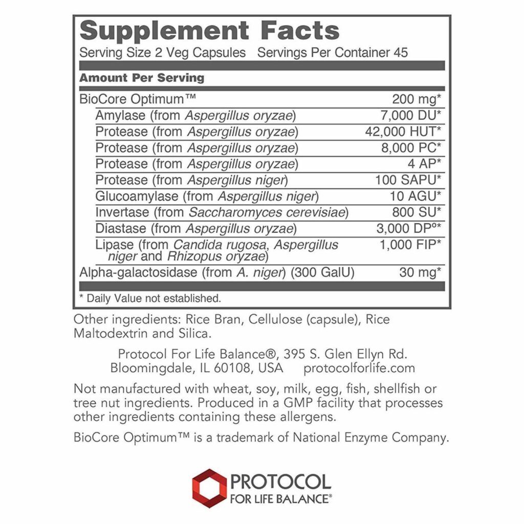 Protocol for Life Balance BioCore® Enzimas - 90 Cápsulas Vegetarianas para Digestão e Bem-Estar - Imagem 2