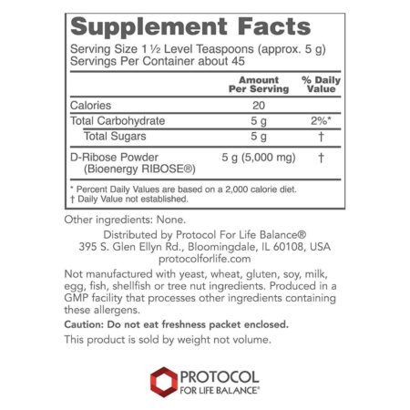 Protocol for Life Balance, D-Ribose em Pó - 227 g (8 oz ) - Image 2