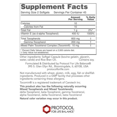 Protocol for Life Balance, Complexo Gamma Vitamina E - 90 Cápsulas em Gel - Image 2