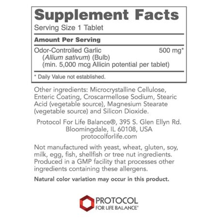 Protocol for Life Balance, Alho 5000 - 500 mg - 90 Tabletes - Image 2