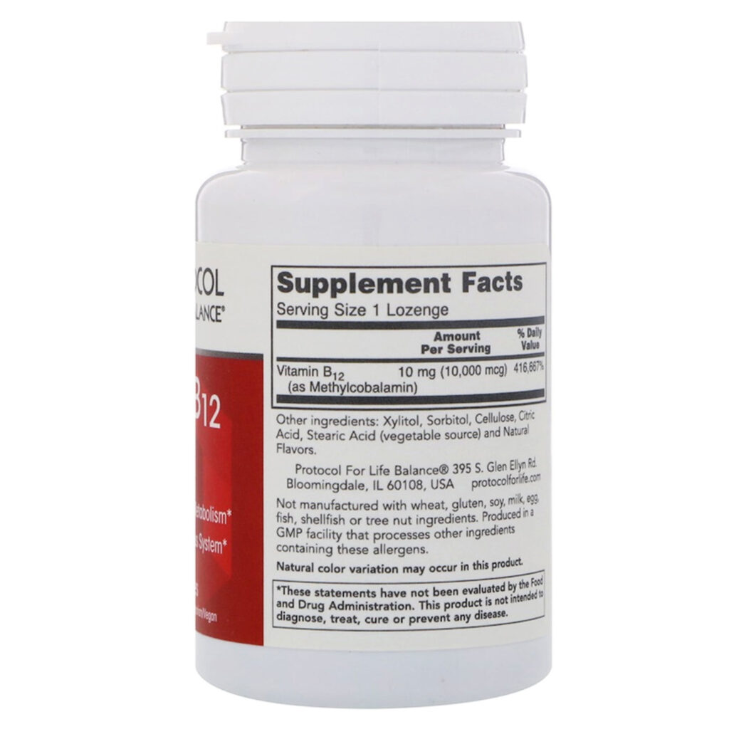 Metil B12 10.000 mcg Protocol for Life Balance - 60 Pastilhas para Energia e Bem-Estar Cerebral - Imagem 2