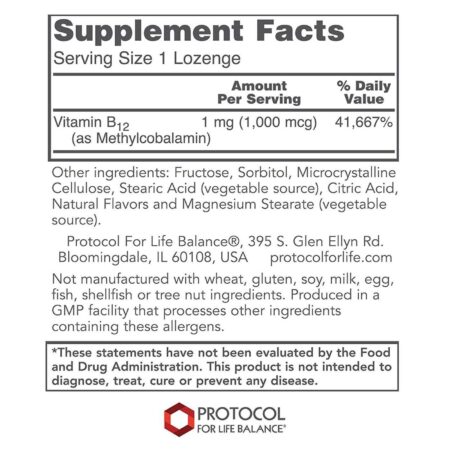 Protocol for Life Balance, B12 Metil 1000 mcg - 100 Pastilhas - Image 2