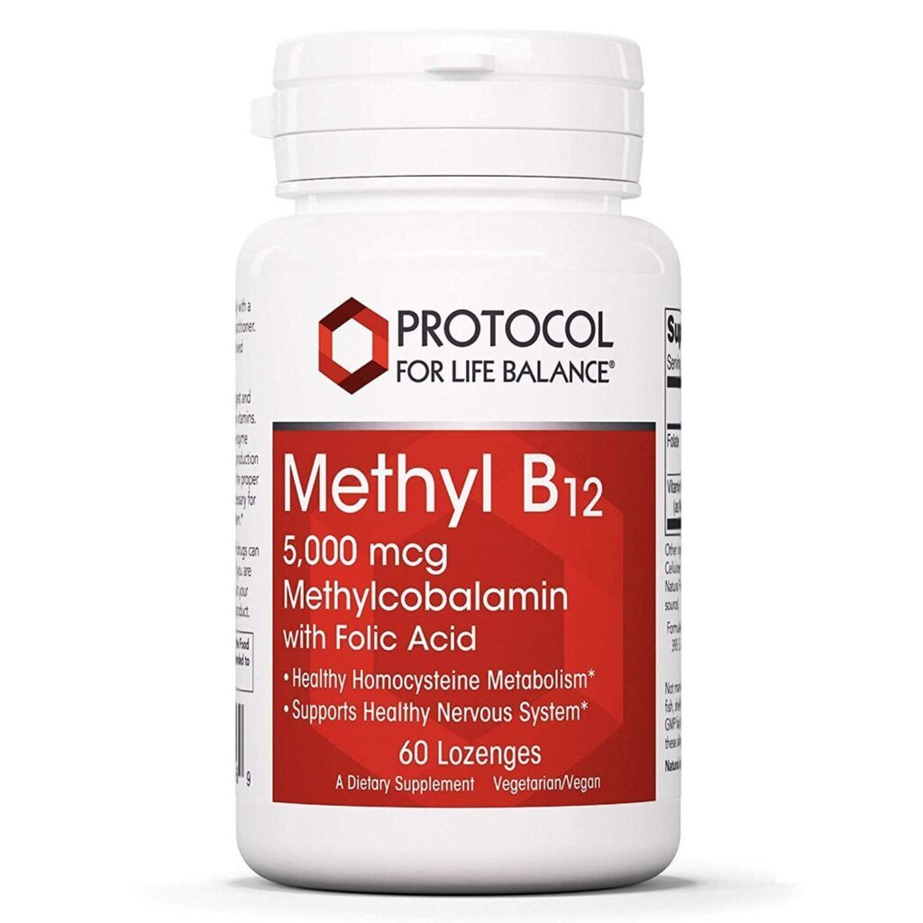 Metil B12 com Ácido Fólico Protocol for Life Balance 5.000 mcg - 60 Pastilhas para Energia e Bem-Estar