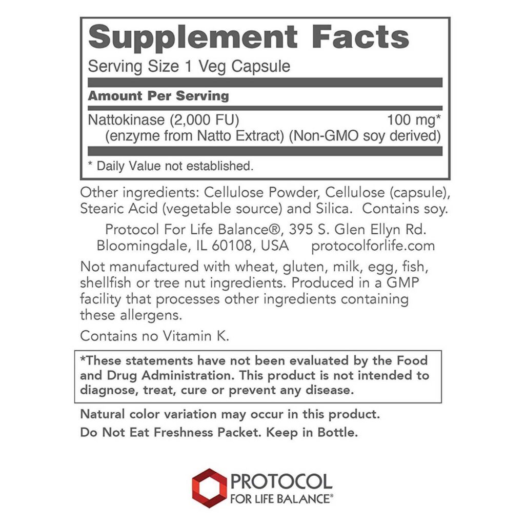 Protocol for Life Balance Nattokinase 100 mg - 60 Cápsulas Veg - Saúde Cardiovascular - Imagem 2