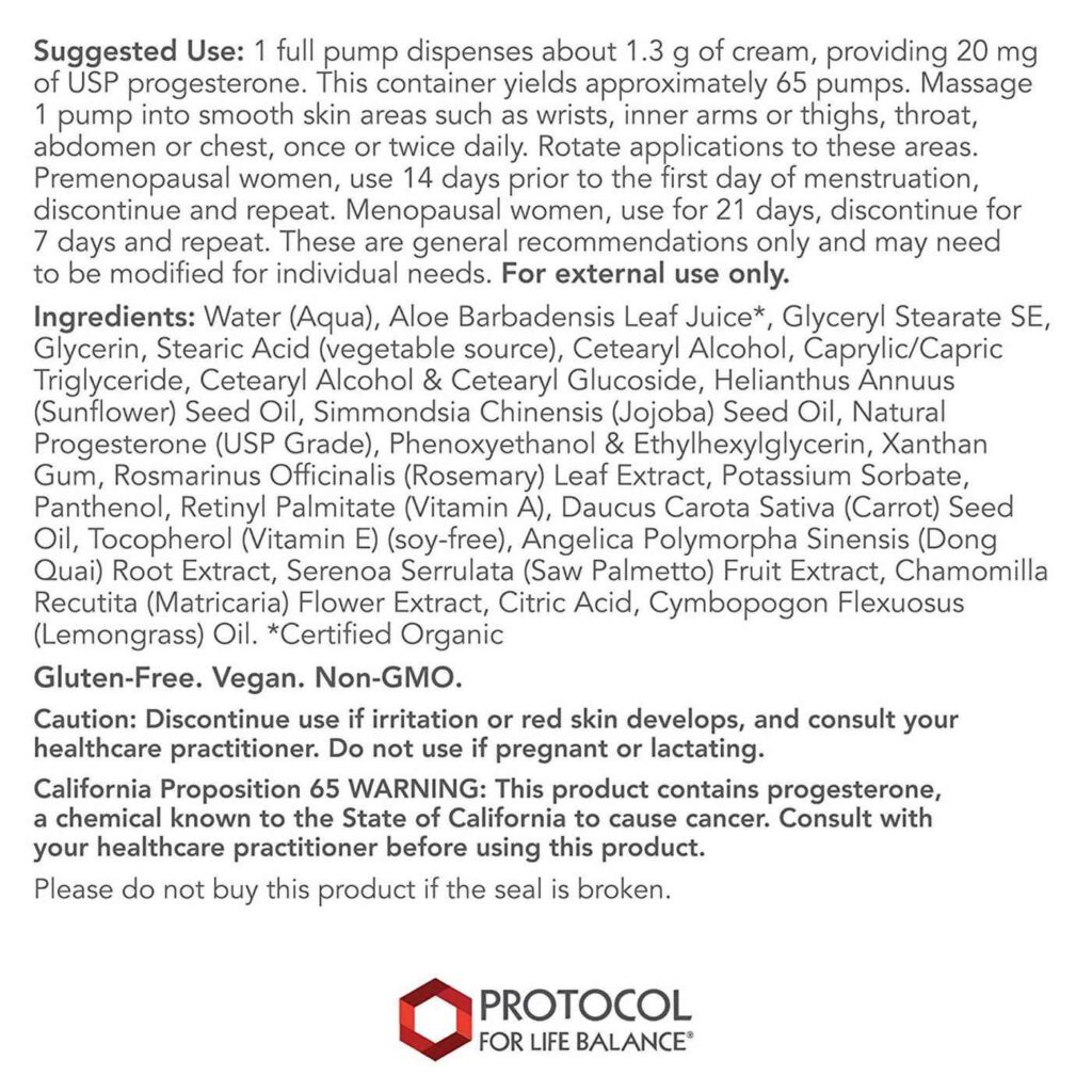Protocol for Life Balance Progesterona Creme - Sem Perfume - 85g (3oz) - Bem-Estar Hormonal - Imagem 2