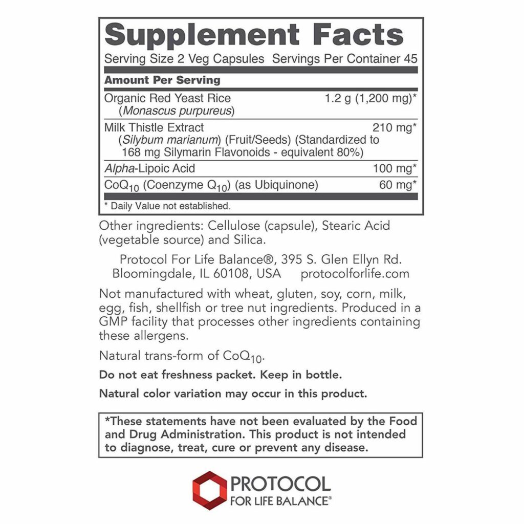 Levedura de Arroz Vermelho Protocol for Life Balance 600 mg - 90 Cápsulas Vegetarianas - Imagem 2