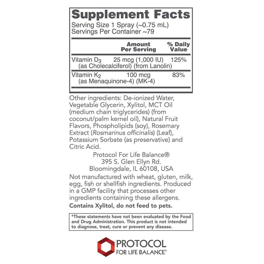 Protocol for Life Balance Spray Liposomal Vitamina D3 e K2 59ml - Saúde Óssea e Imunidade - Imagem 2