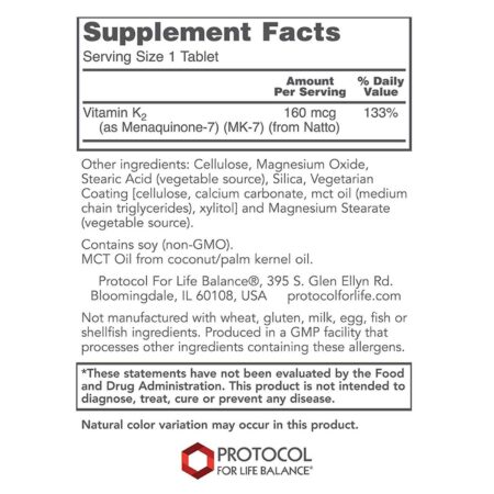 Protocol for Life Balance, MK-7 Vitamina K2 - 160 mcg - 60 Compriidos - Image 2