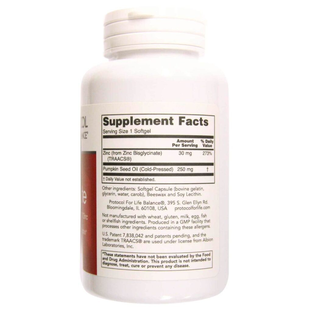 Protocol for Life Balance Glicinato de Zinco 30 mg - 120 Cápsulas em Gel: Saúde Imunológica e Bem-Estar - Imagem 2