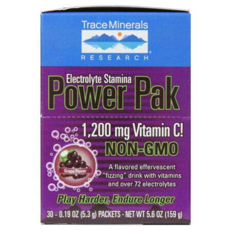 Trace Minerals Research Electrolyte Stamina Power Pak, Concord Grape - 32 packets - Image 2