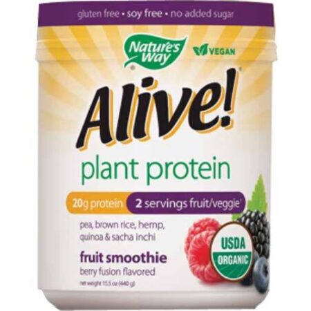 Nature's Way Orgânico Alive Plant Proteína Smoothie, Berry Fusion - 10 Servings