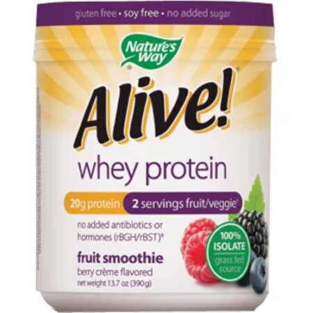 Nature's Way Alive Whey Proteína Grass Fed Smoothie, Berry Creme - 10 Servings