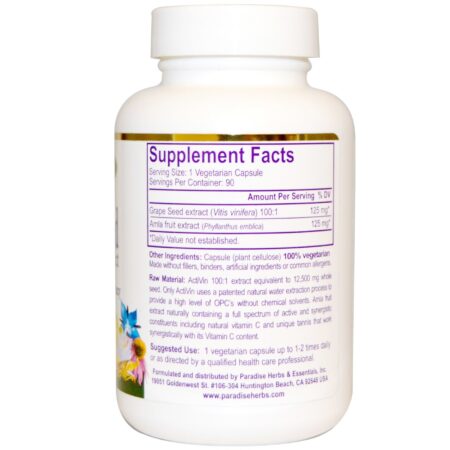 Paradise Ervas ActiVin Grape Seed Extract - 90 Cápsulas Vegetarianas - Image 2