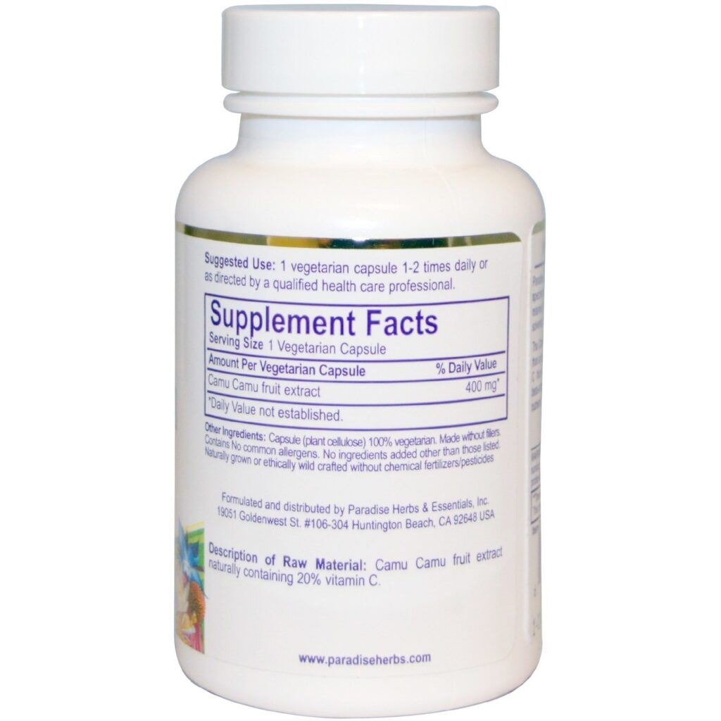 Paradise Herbs Camu Camu 60 Cápsulas Vegetarianas: Potência Natural Antioxidade Brasileira - Imagem 2