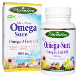 Paradise Ervas Medvita Omega-Sure Óleo de Peixe 1000 mg - 30 Liquid VGels - Saúde Cardiovascular e Cerebral