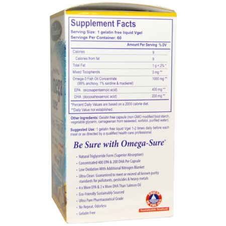 Paradise Ervas Omega Sure Óleo de Peixe - 1000 mg - 60 Liquid VGels - Image 2