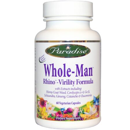 Paradise Herbs, Whole-Man™ Rhino™ Fórmula da Virilidade do Homen - 60 Cápsulas Vegetarianas